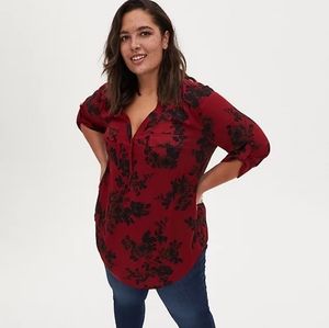 Red and Black Floral Harper Blouse